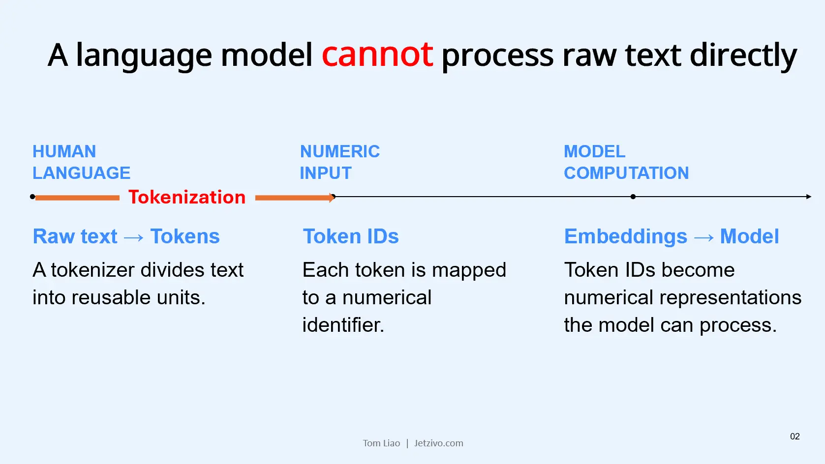 A language model cannot process raw text directly